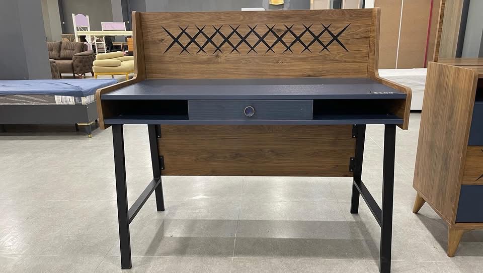 Walnut & Navy Study Desk Set
