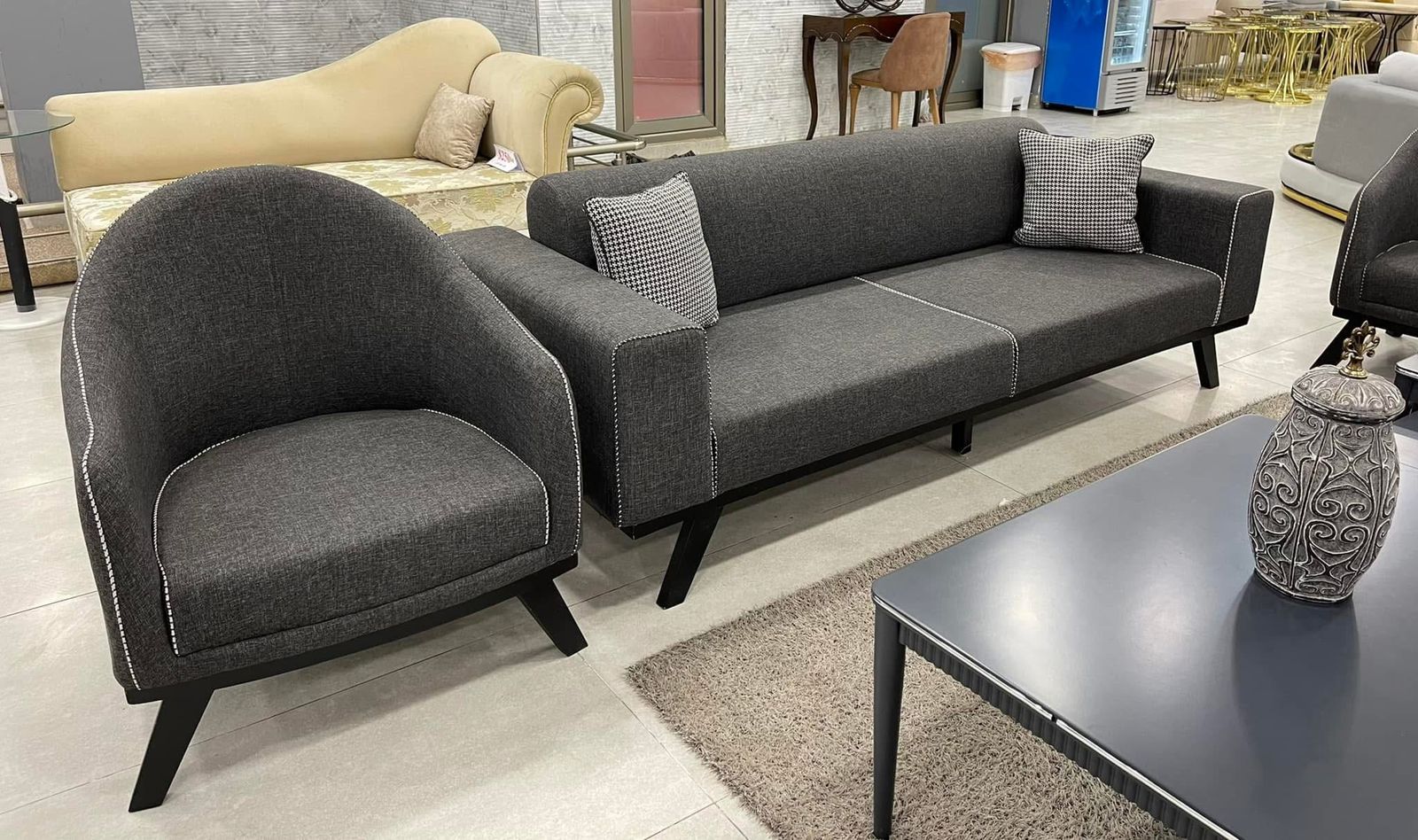 Charcoal Sofa & Armchair Set